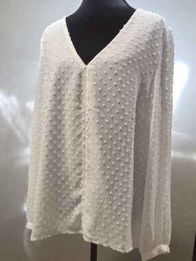 SALE J. Crew White Swiss Dot V-Neck Blouse